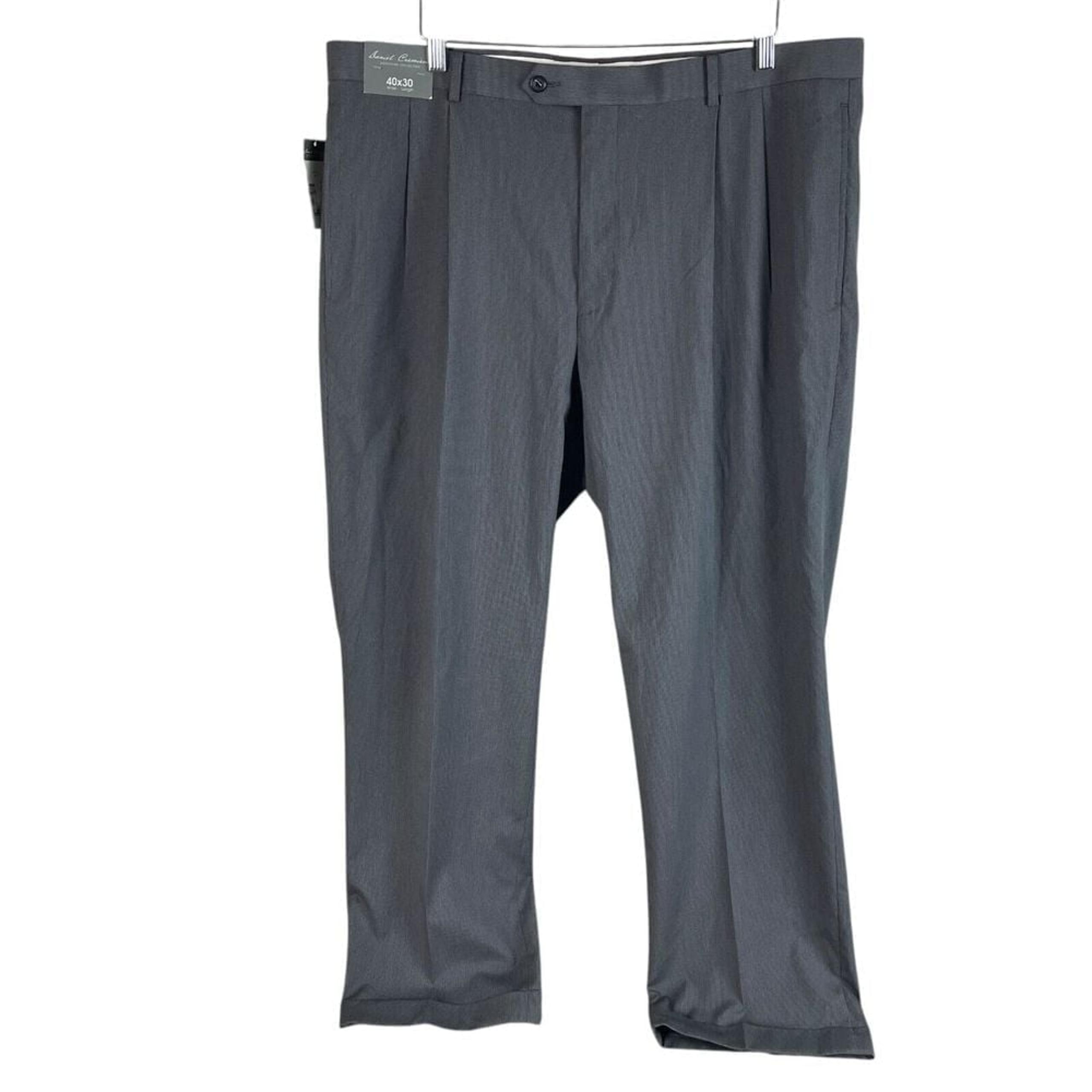 NEW Mens Signature Straight Pleated Dress Pants 40x30 Gray $75 - Daniel Cremieux