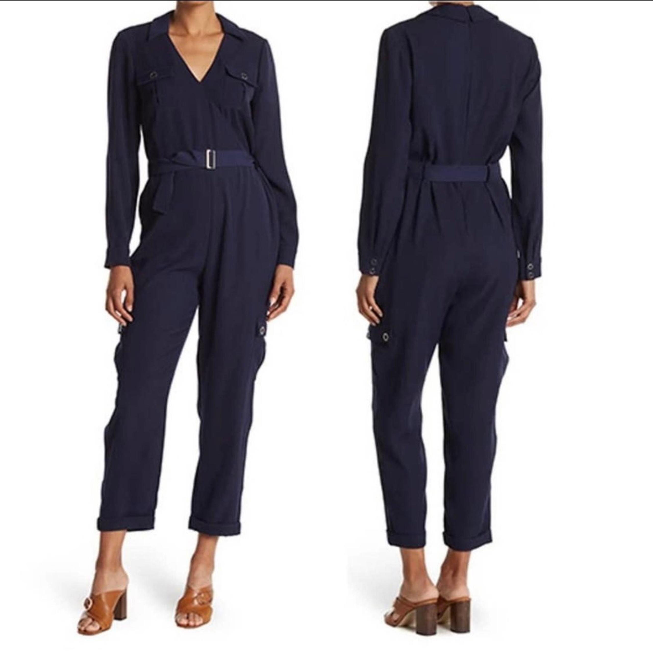 New Ted Baker London Flan Belted Long Sleeve Utility romper / Jumpsuit Navy 3 TB