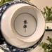 ~Vintage 6” Chinese Pedestal Blue & White Porcelain Bowl With Red Flowers~