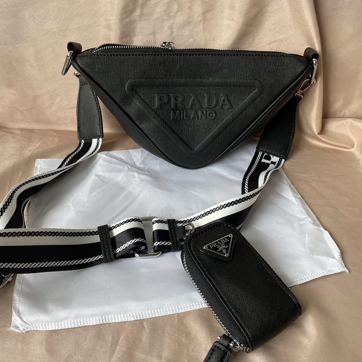 Black Triangle Bag with Small Bag