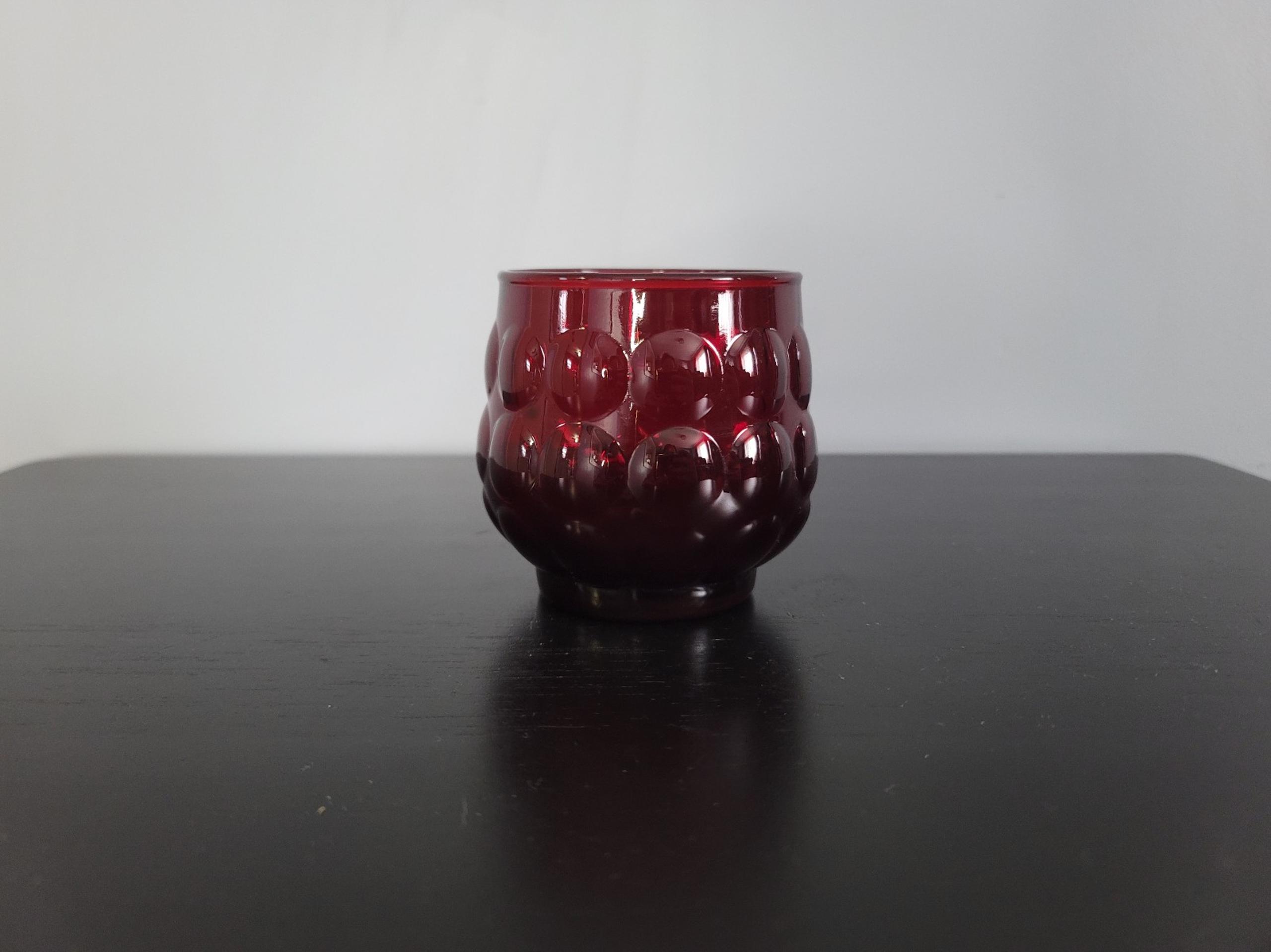 Vintage Anchor Hocking Royal Ruby Red Bubble Glass 8oz Juice Glass