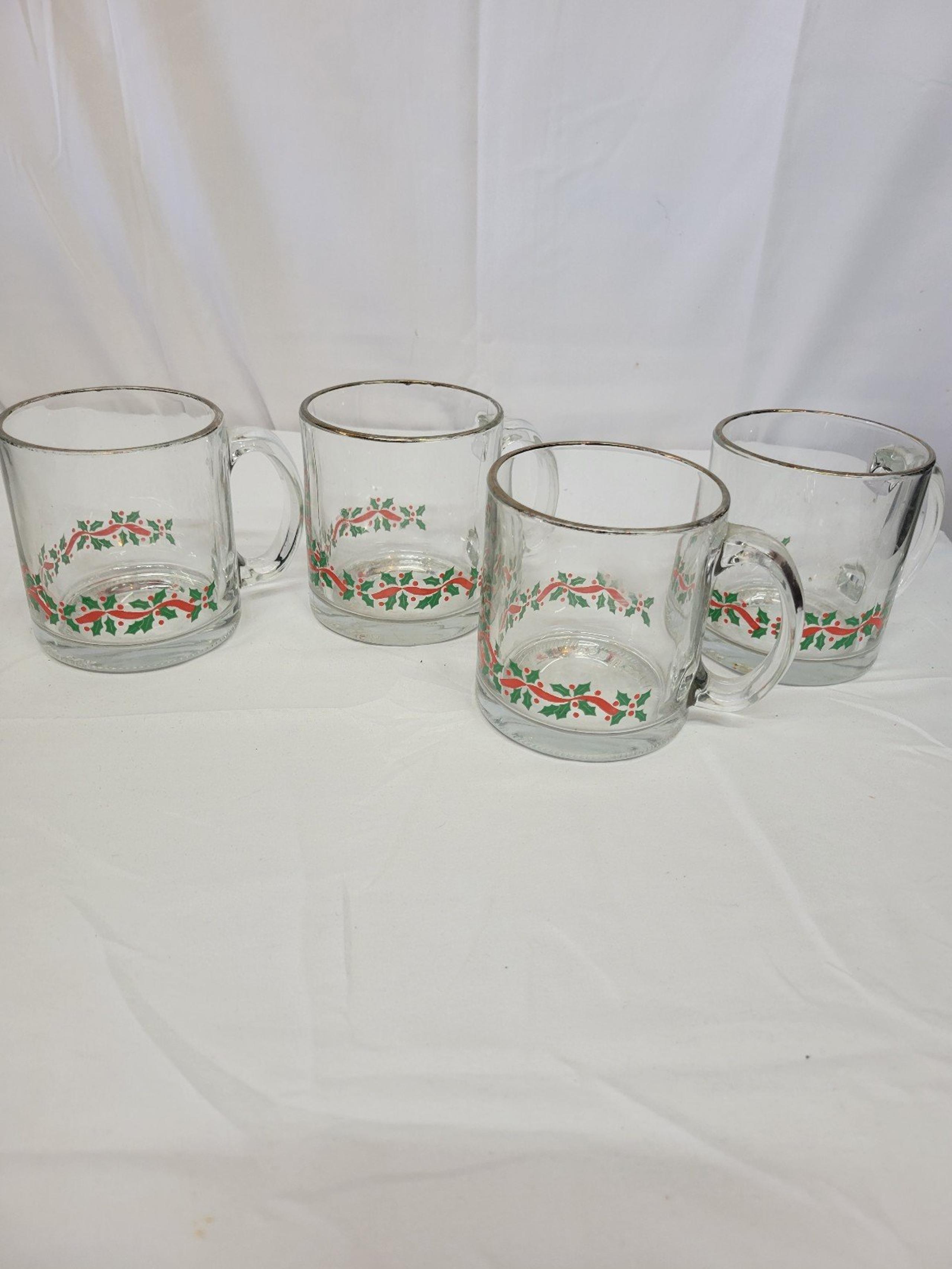 4 Vintage Libbey Christmas Mugs