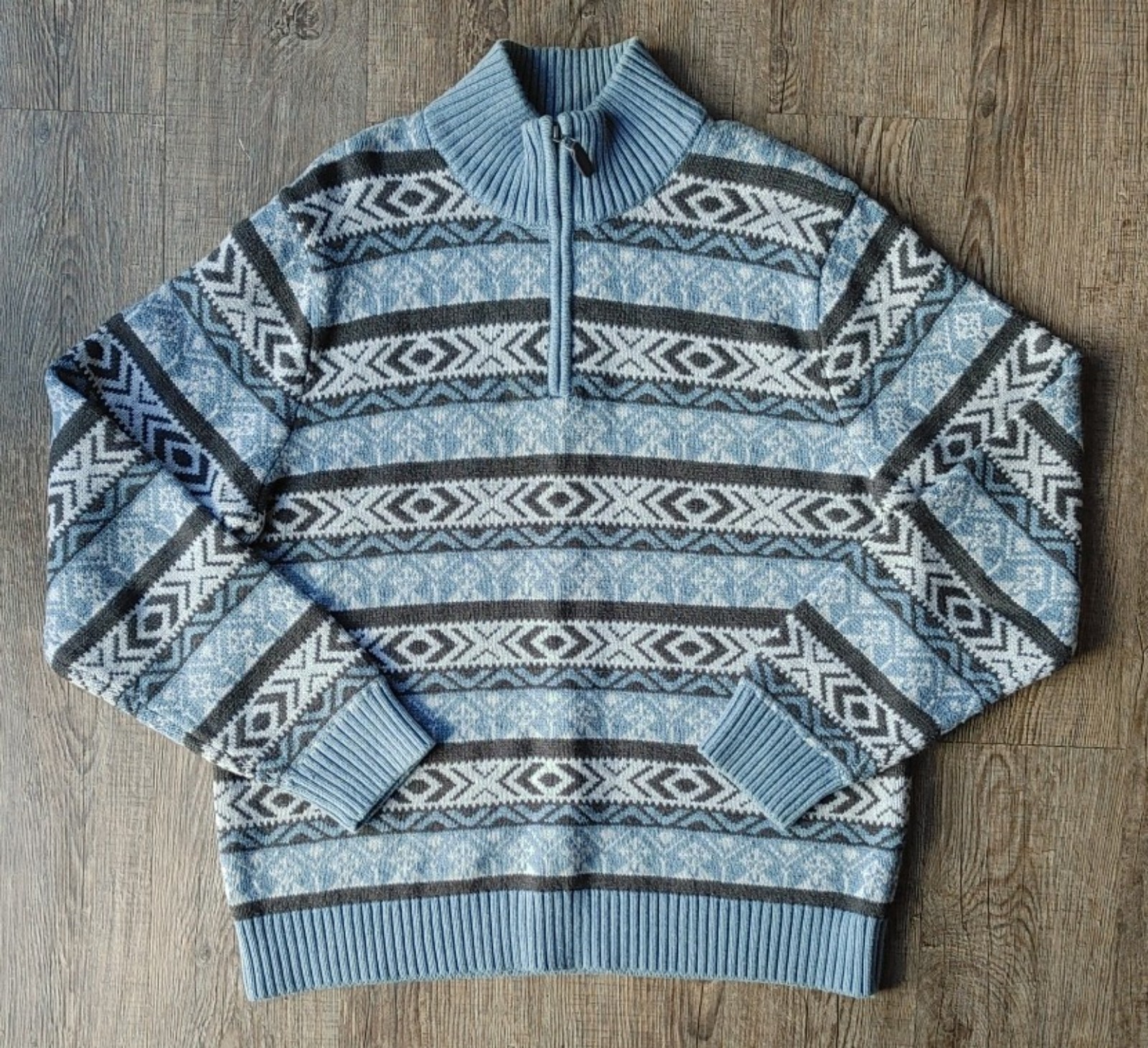 LL Bean Fair Isle Nordic Men's Heavyweight 1/4 Zip Pullover Sweater Size M-Reg