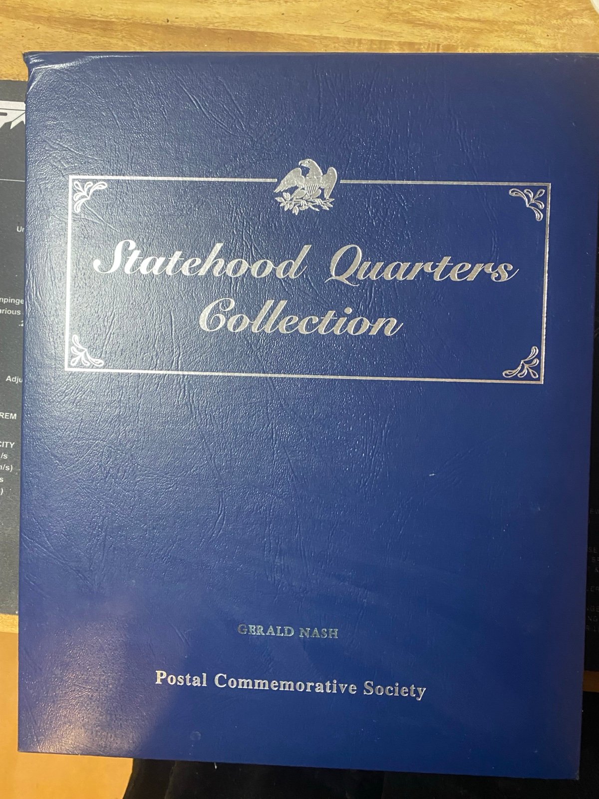 Volume 1 and 2 states hood quarter and stamps collection