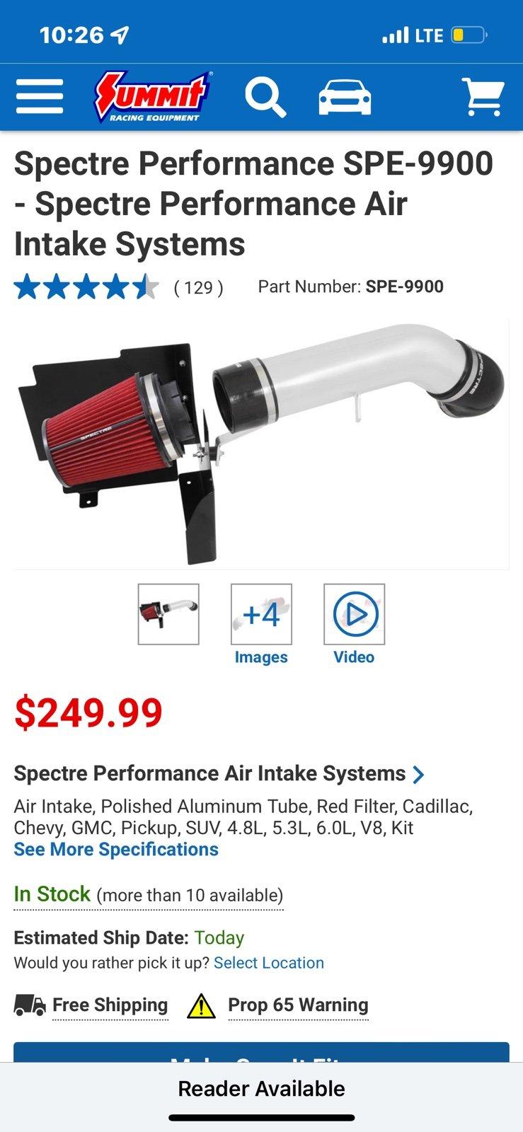 Brand new aftermarket air intake system