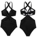 Sexy Black push up one piece swimsuit with tummy control ruching
