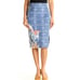 Anthropologie Moulinette Soeurs Blue Floral Pencil Skirt Side Split Women Size 2