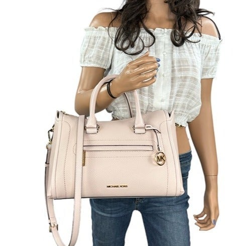 Michael Kors Carine Large Satchel Shoulder Bag Pin Powder Blush