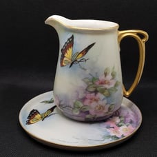 H&M Austria Small Creamer Pitcher and Small Tray Butterfly Flower Clara Russell
