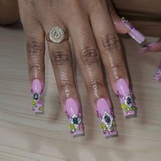 Bling French Tip Acrylic Press on nails