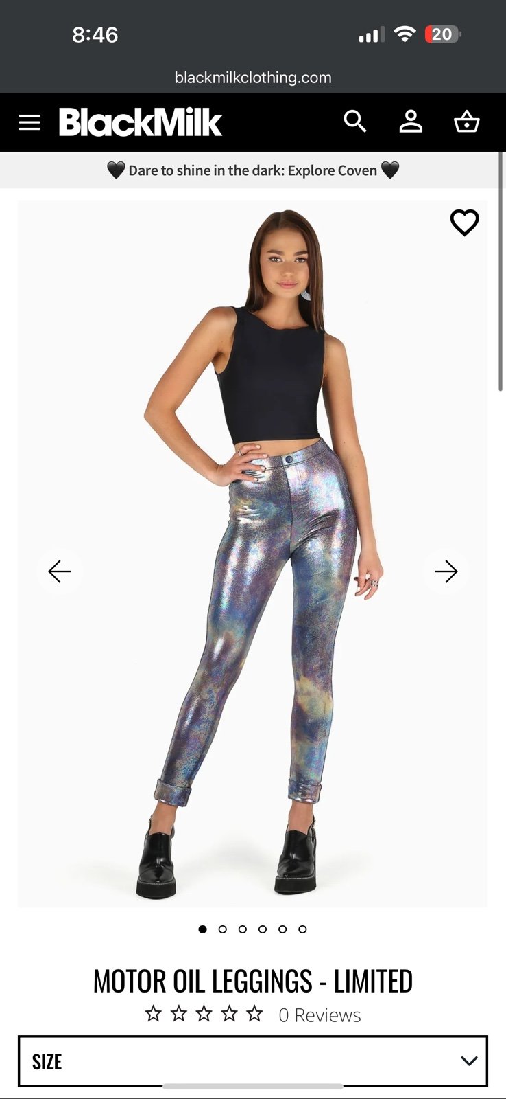 Black Milk cuffed leggings L Motor Oil holographic iridescent slick high rise