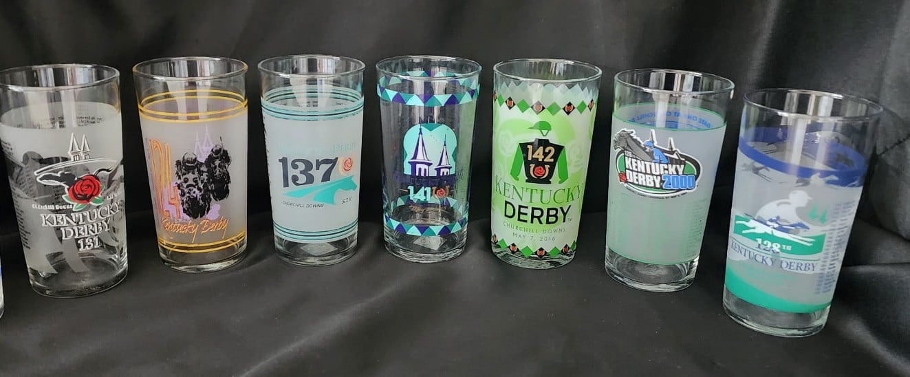 Kentucky Derby Churchill Downs Mint Julep Glasses 1990s To Early 2000s Set Of 7