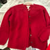 Vintage red handknit cardigan sweater