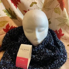 Limited Edition Handcrafted Crocheted Women’s Scarf. Black w/ Metallic Accents.