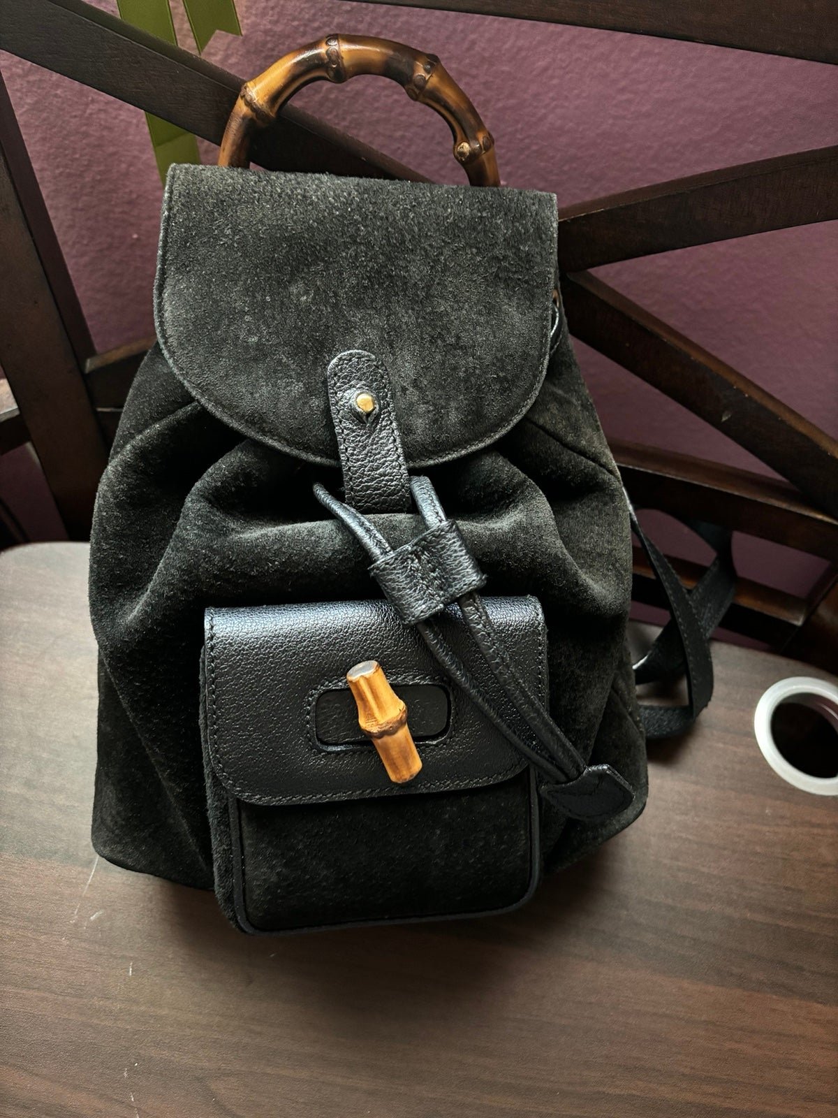 GUCCI bamboo mini suede Backpack
