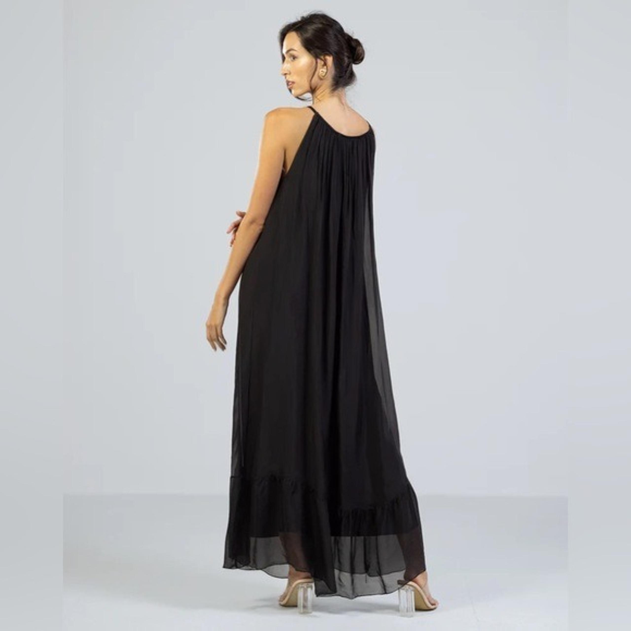 Bolte. Made in Italy Black Viscose Flowy Relaxed Minimal Quiet Luxury Maxi Dress