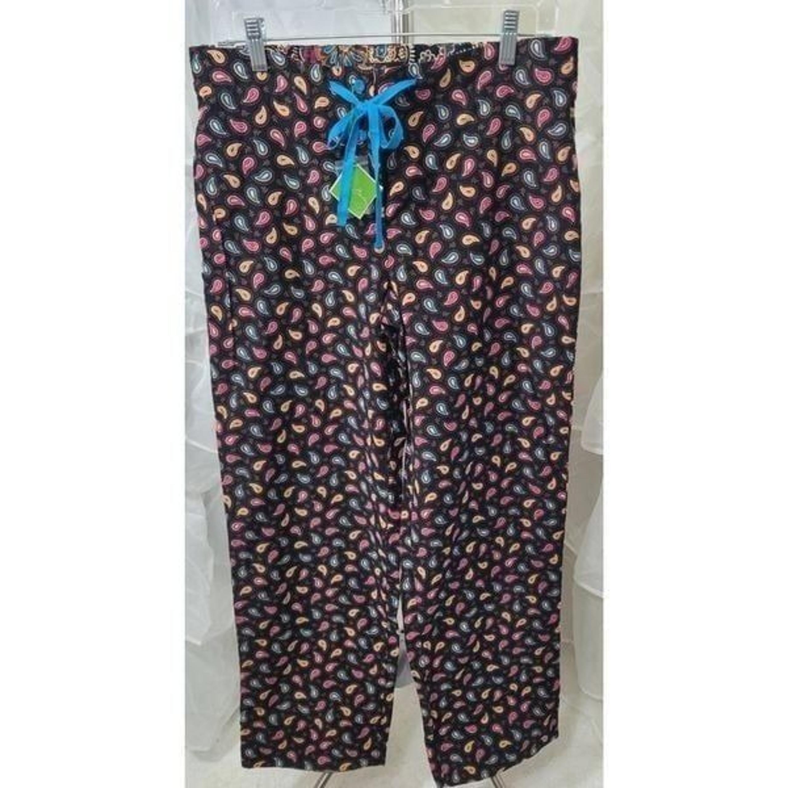 Vera Bradley Women's Size XS Corduroy PJ Lounge Pants NEW Paisley Print Black