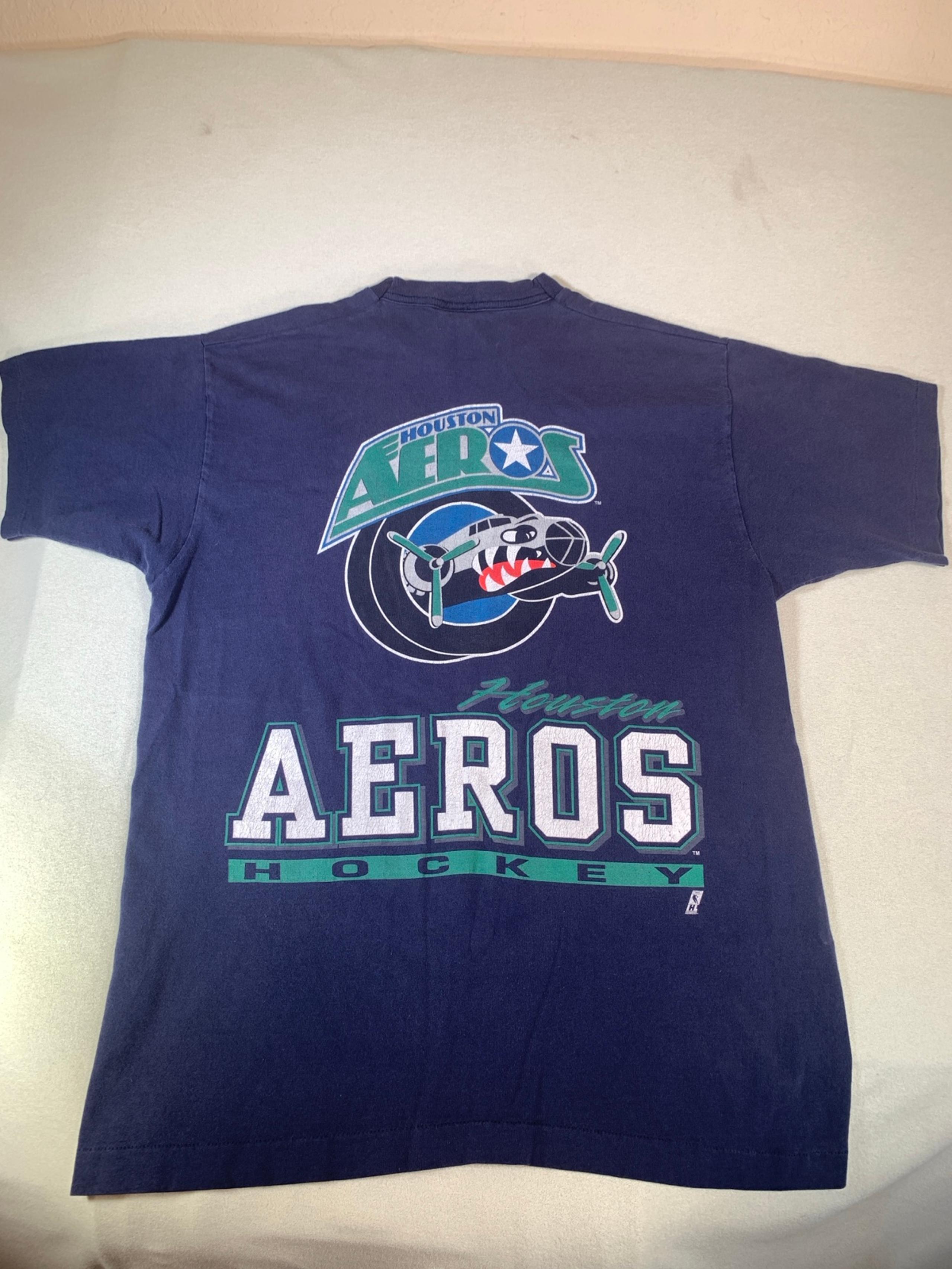 Houston Aeros vintage hockey shirt single stitch USA large nhl minor league
