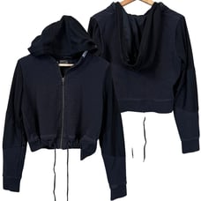 Gymshark Cropped Full Zip Hooded Sweatshirt Women's Small Black Workout Active