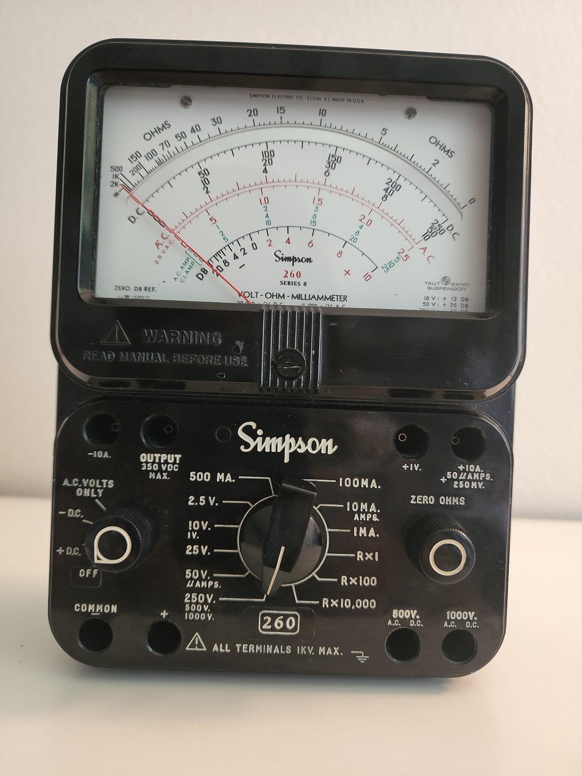 Simpson 260 Analog Multimeter Volt-Ohm-Milliammeter.