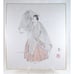 Pair Handmade Illustrations of Japanese Theater Noh Actors on Shikishi Board