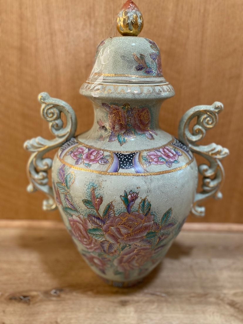 HUGE Moriage vase, Asian floral styled!