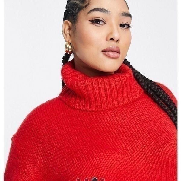Cropped Turtleneck Knit Sweater by Brave Soul
