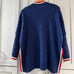 Mersea Sailor Sweater OSFM Mock Neck Lattice Knit Pattern Blue Red White preppy