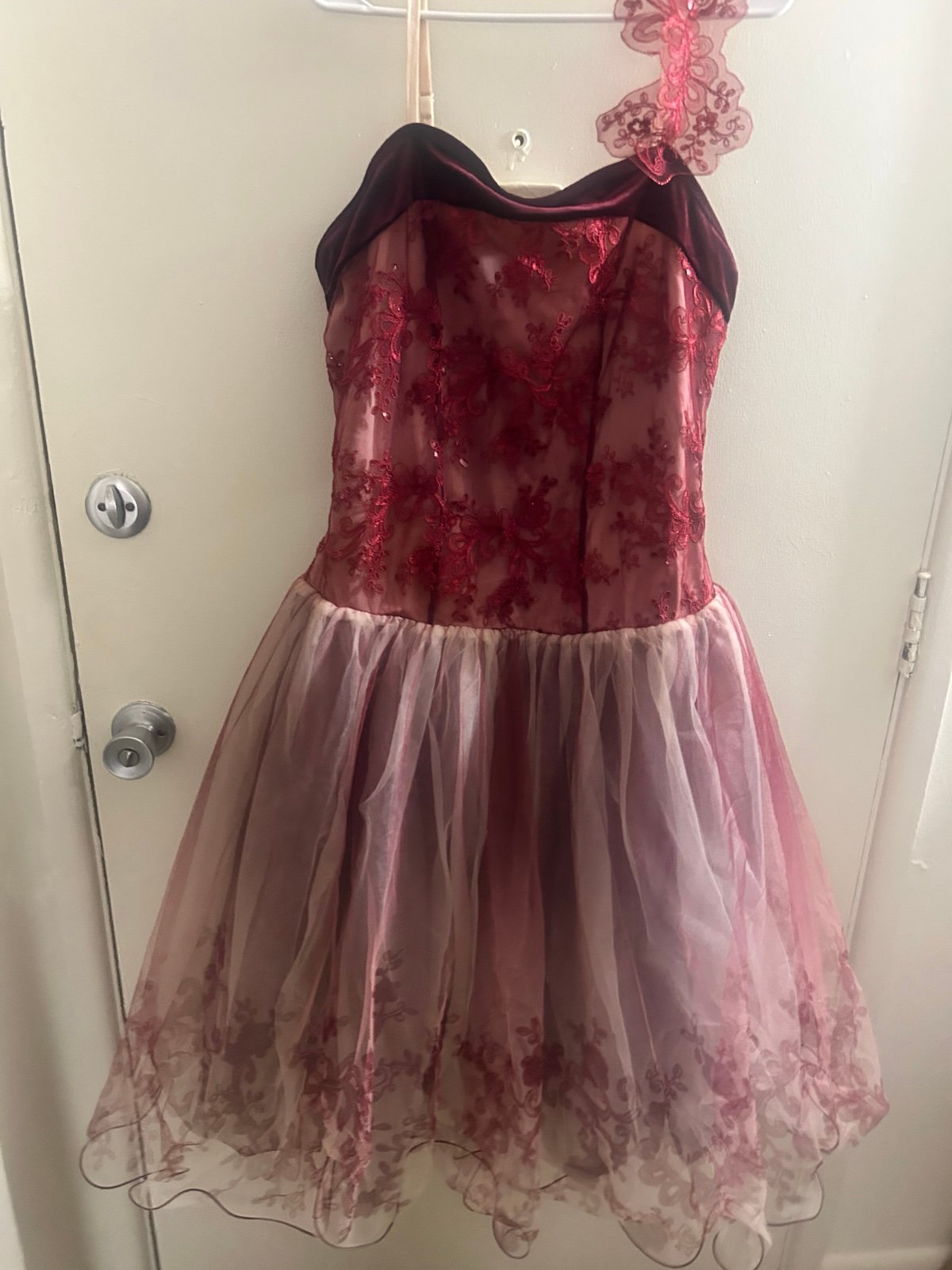 Maroon Lace and Tulle Ballet Dance Costume Plus Size 3X