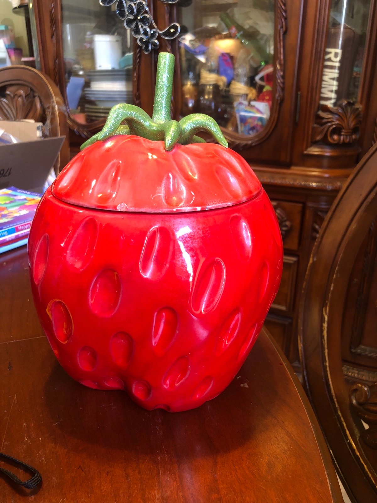 vintage strawberry cookie jar 10.5 “