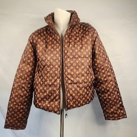 BNWT Brown/Gold Puffer Jacket w/High Collar (Medium) #984