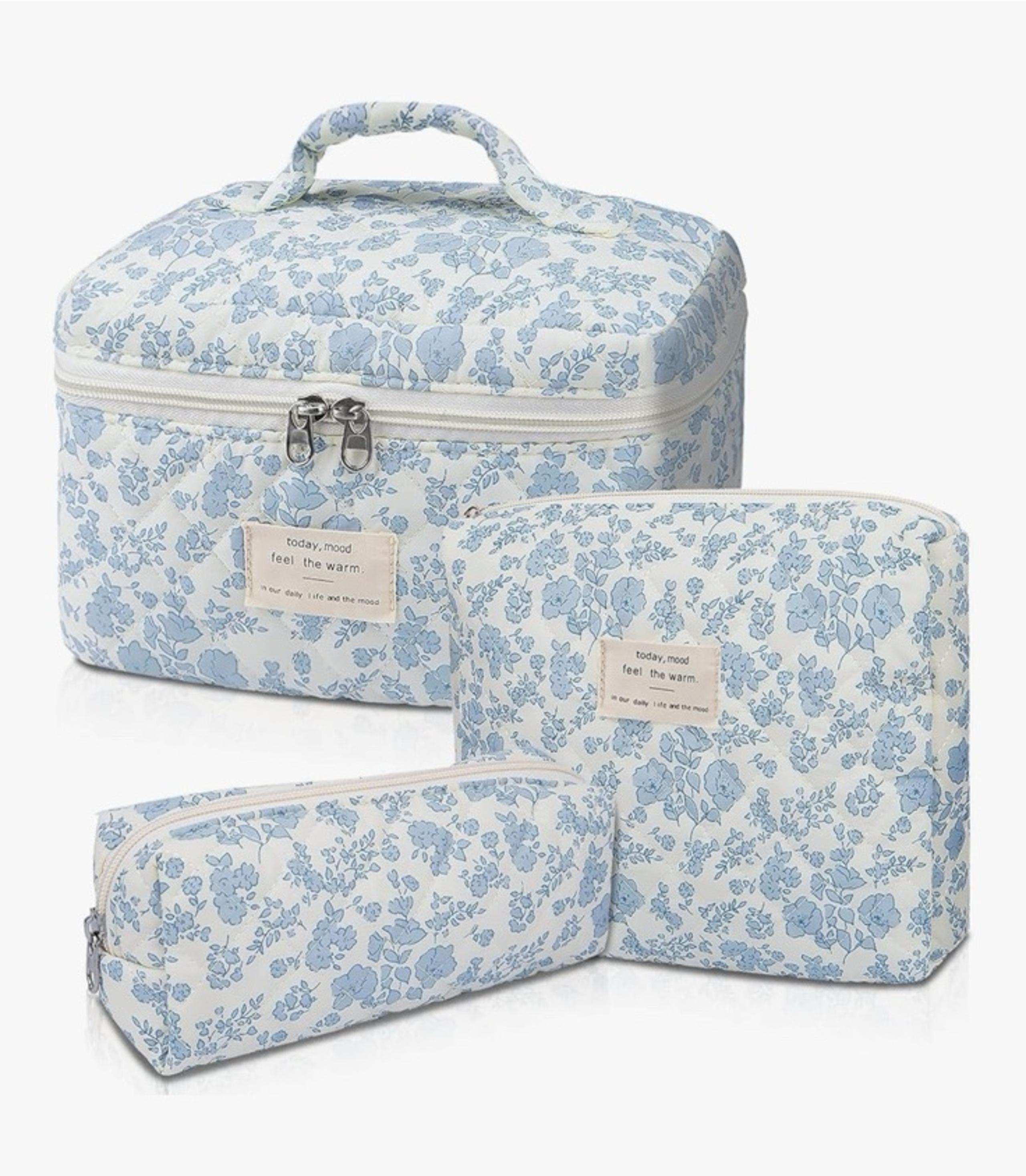Blue and White Floral Cosmetic Bags