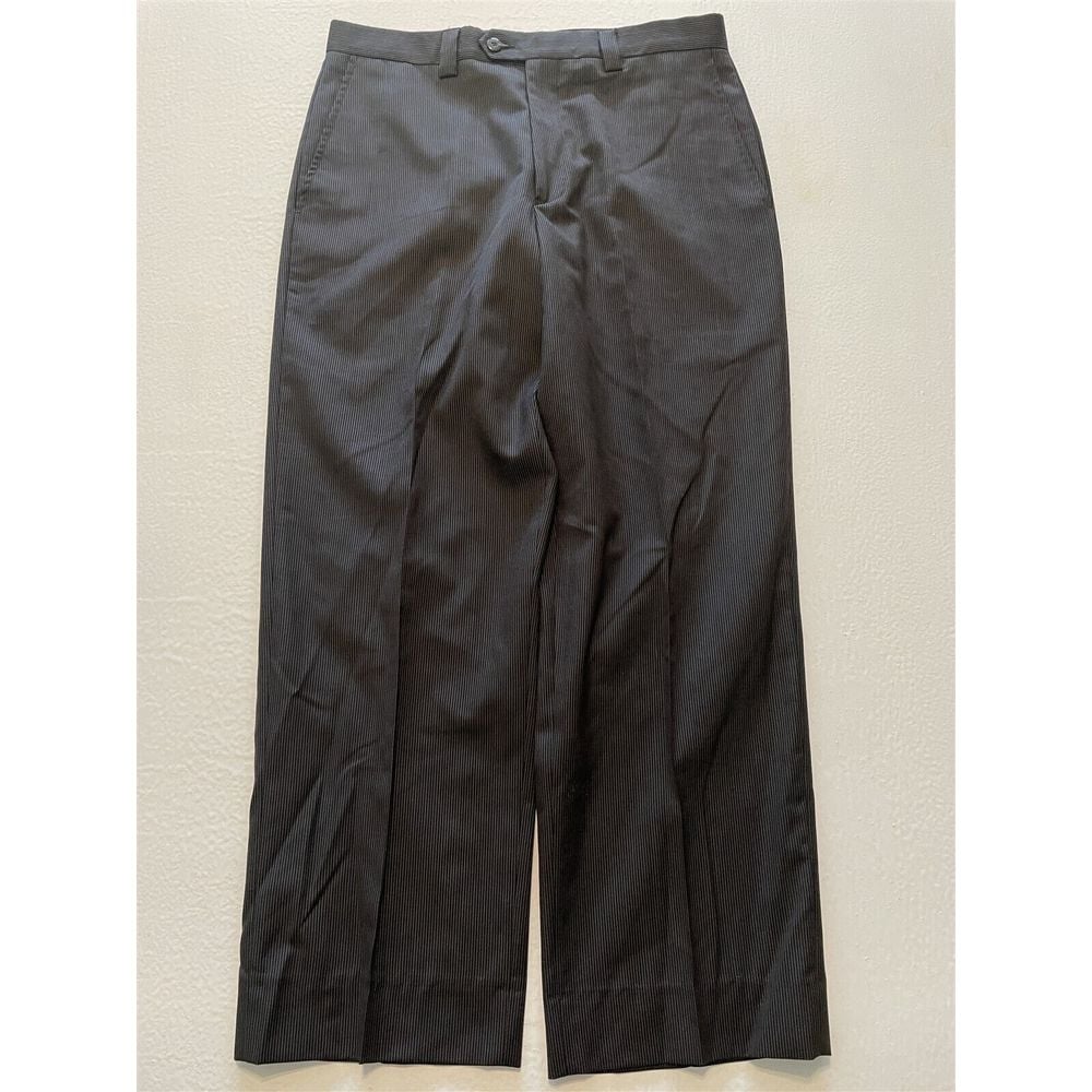 Angelico 33 x 28 Bespoke Super 100's Wool Brown Cable Stripe Italy Made Trousers