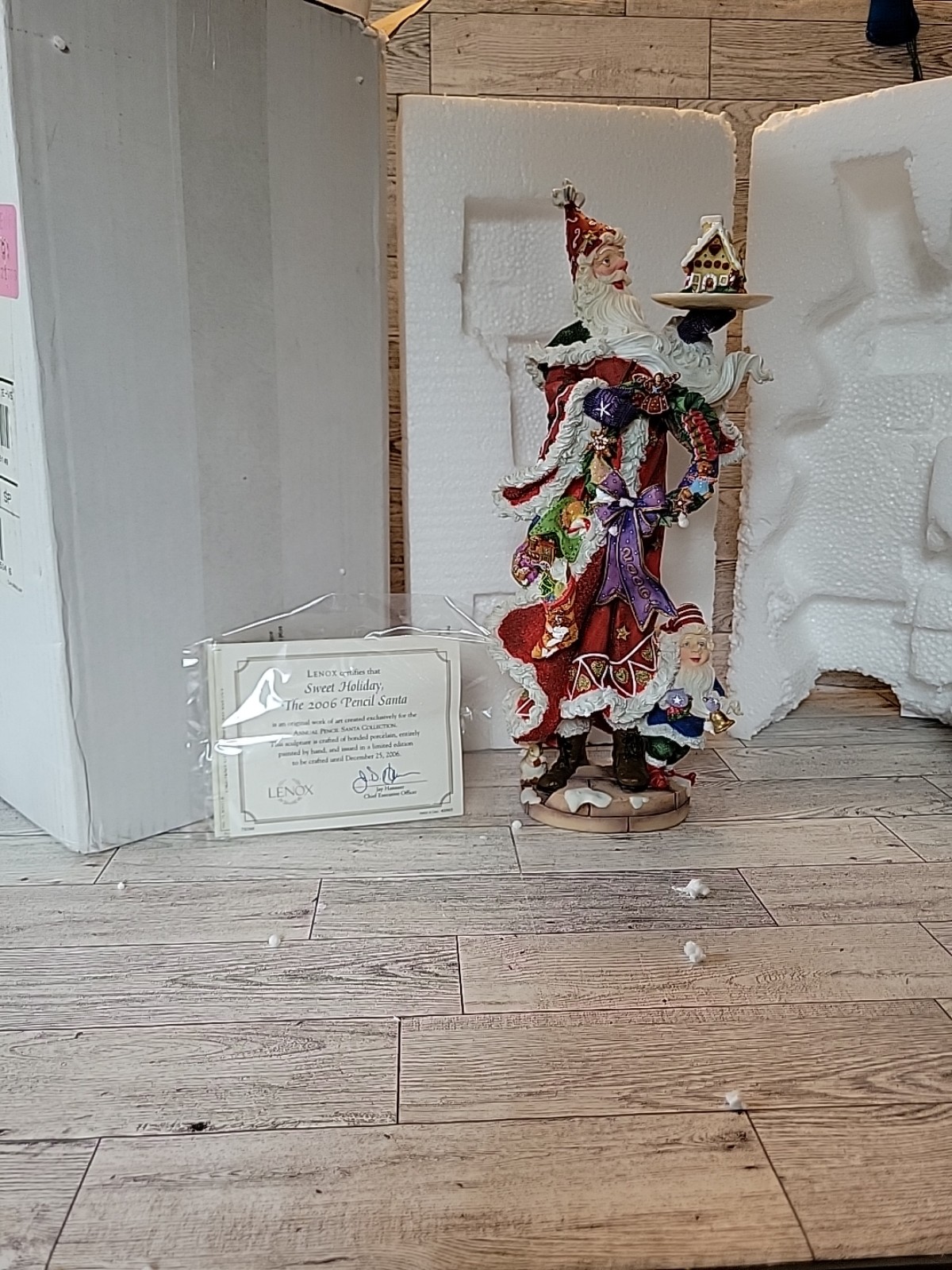 Lenox Pencil Santa Collection Orig BOX COA 2006 Sweet Holiday Elf Gingerbread