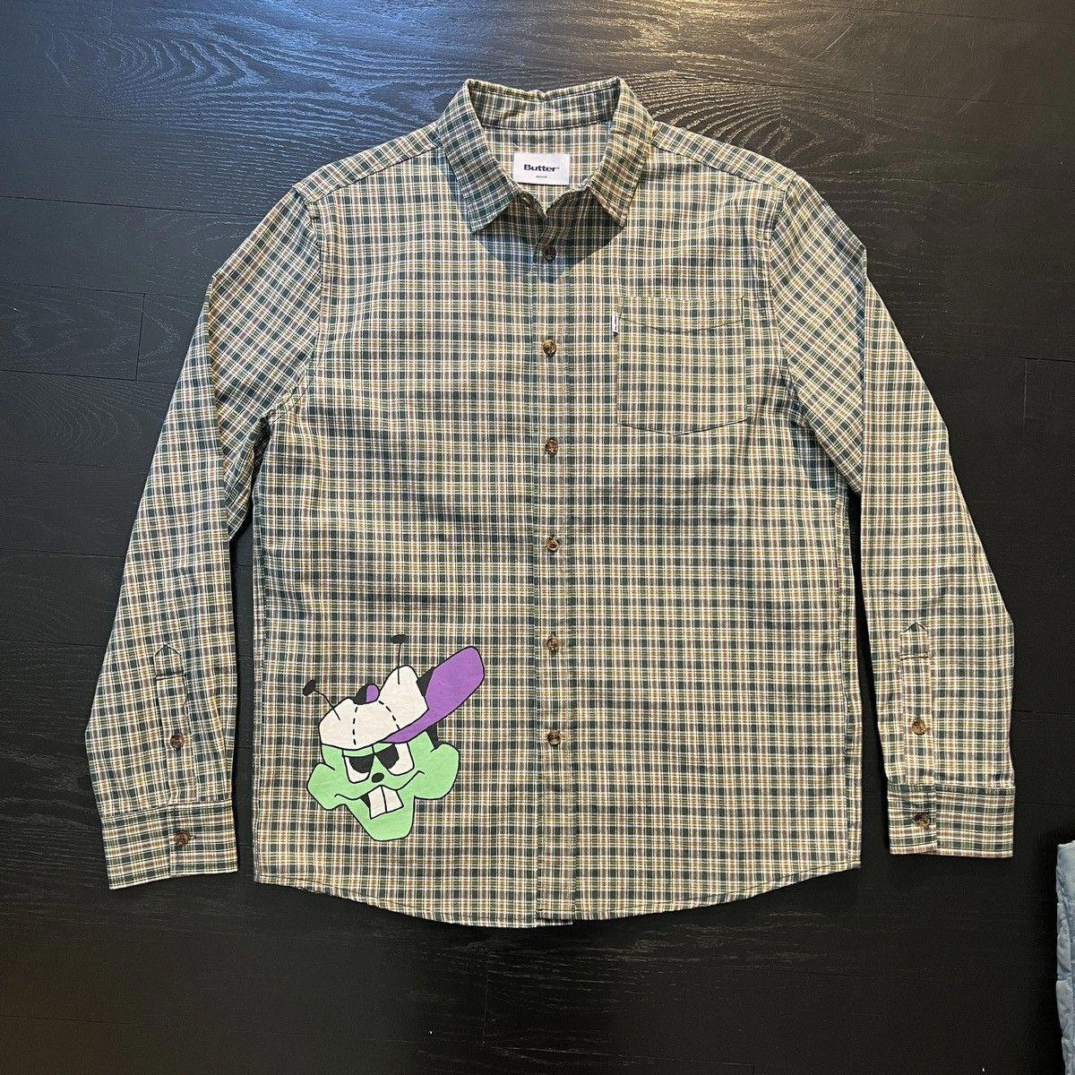 Butter Goods Plaid Green Bug Button Shirt