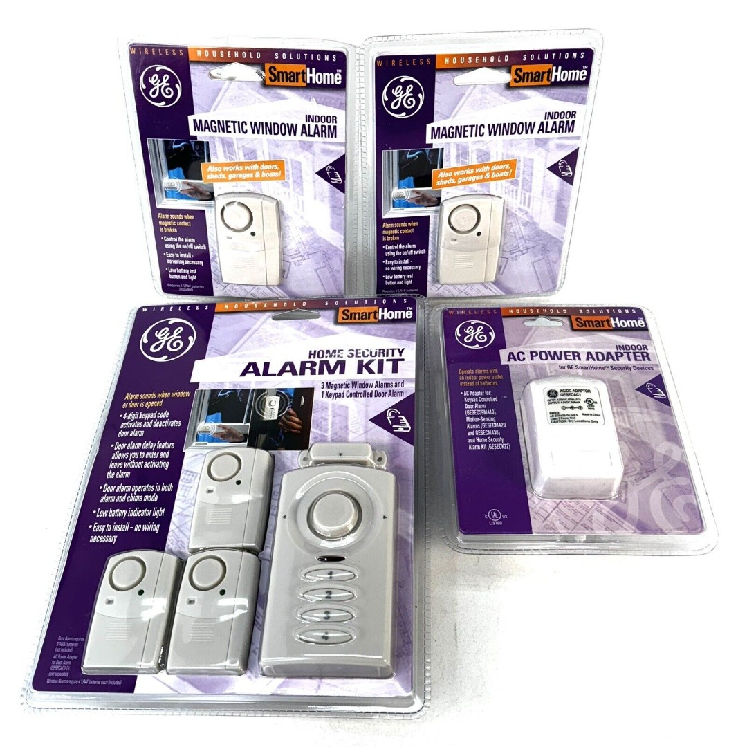 GE Home Security Wireless Alarm Kit Bundle 5 Window Sensors, 1 Keypad, Power Sup