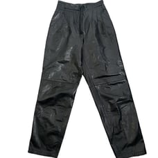 Toffs black leather paper bag pants size 8M
