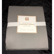 Pottery Barn Teen Color Block Blackout Panel Drape Curtain 52 x 63 Grey Navy