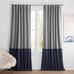 Pottery Barn Teen Color Block Blackout Panel Drape Curtain 52 x 63 Grey Navy