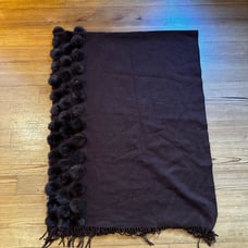 Pashmina brown fur pom pom scarf shawl