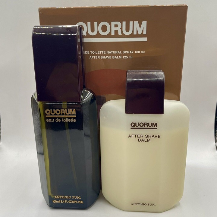 QUORUM By Antonio Puig Cologne 3.4 oz EDT Men + AftSh Balm, Vintage - NEW IN BOX
