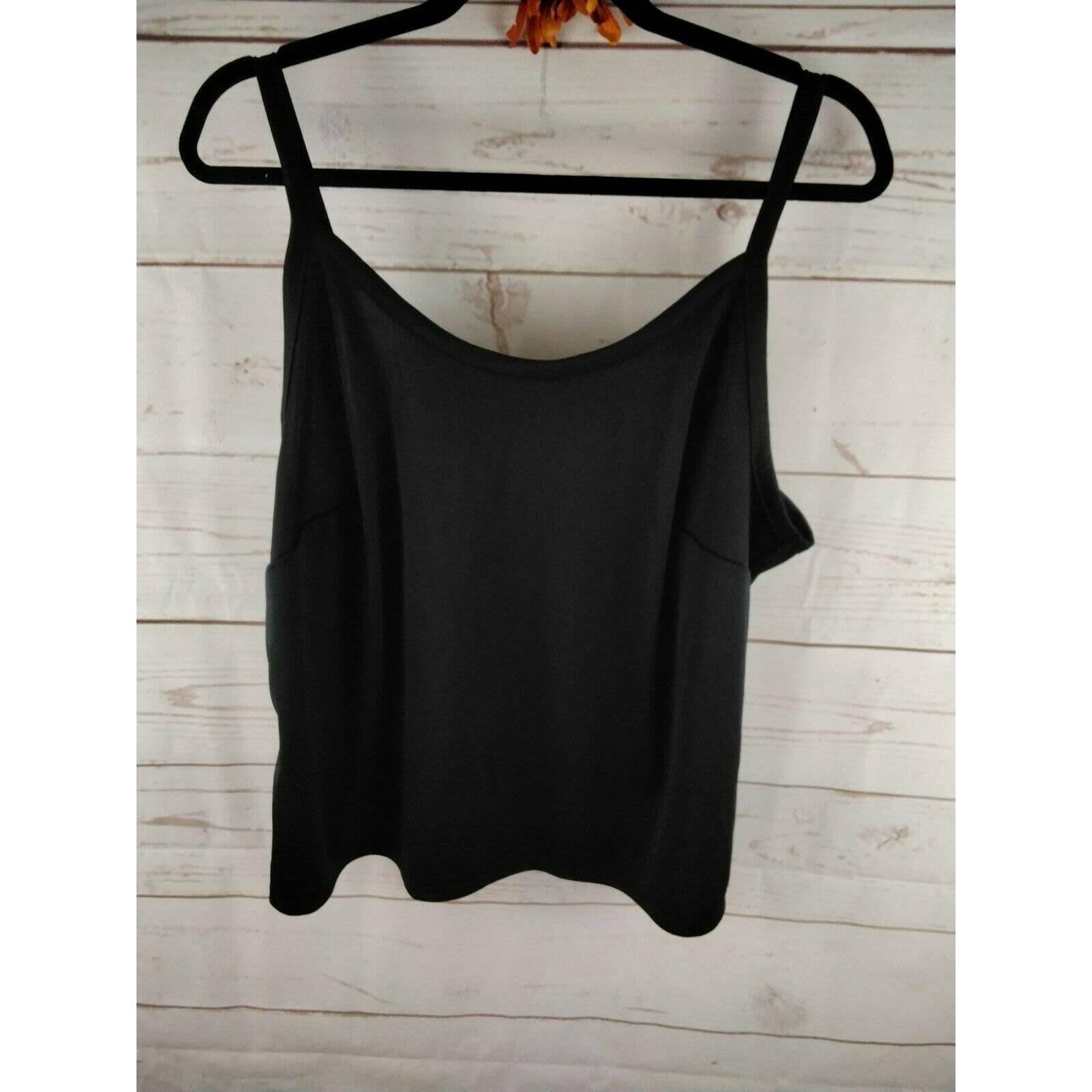 INC International Concepts Black Seamless Camisole With Adjustable Straps Sz XL