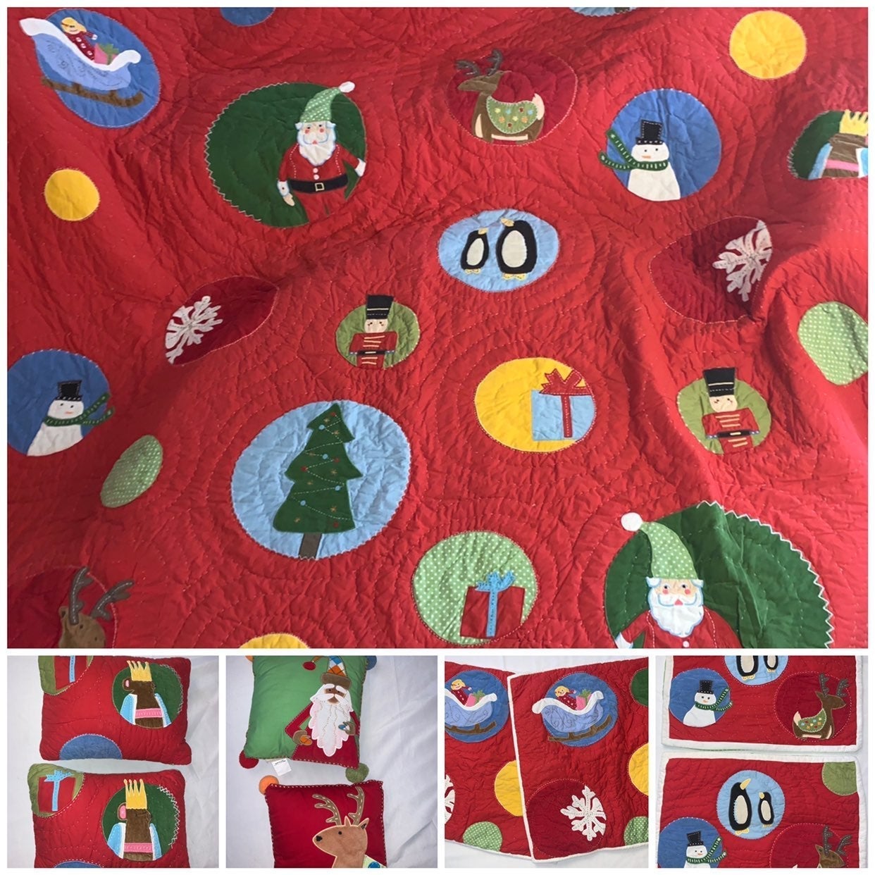 PB Kids Queen sz Christmas Quilt 9 piece set!