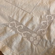 Vintage 42x41 Linen Tablecloth