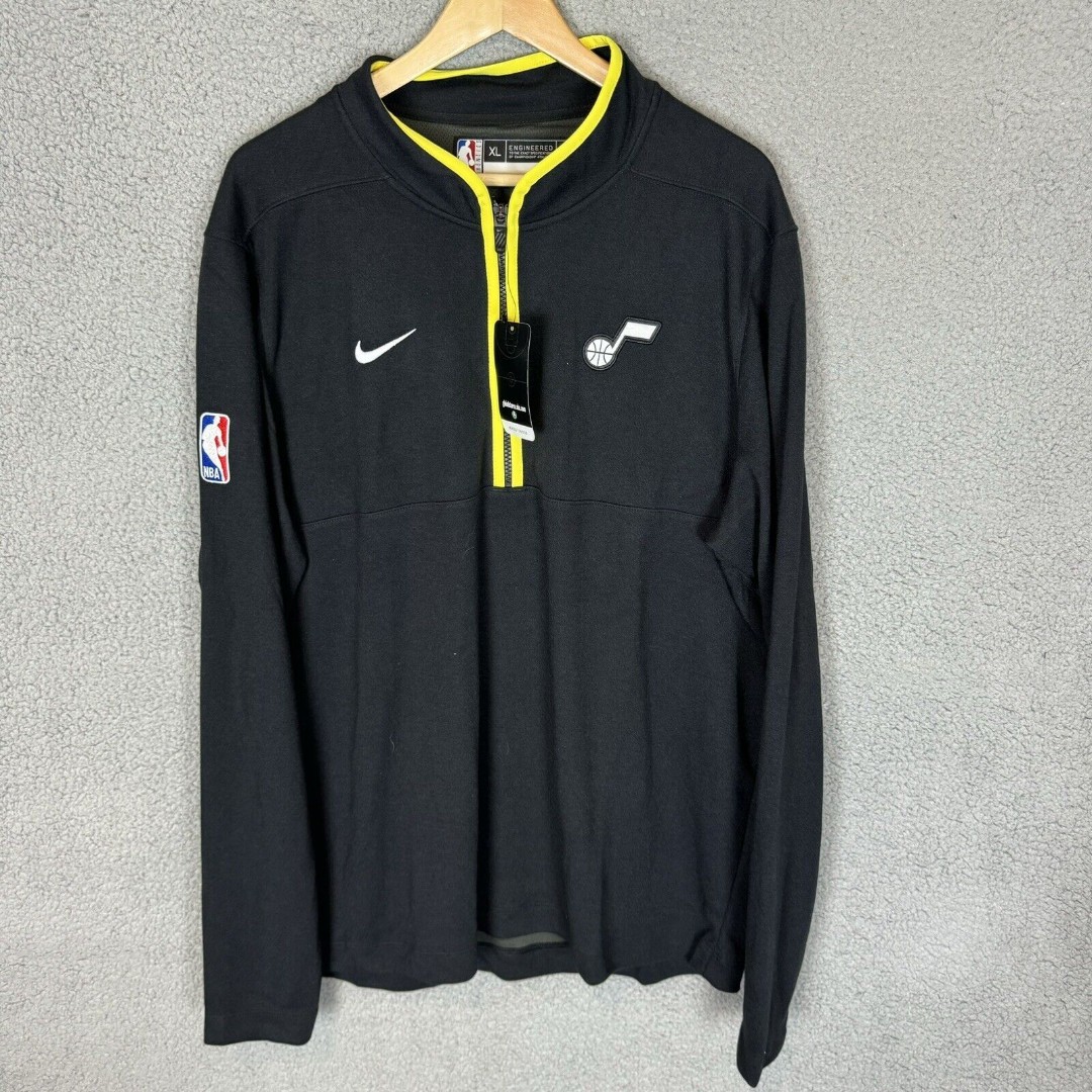 Utah Jazz Sweater Mens XLT Black 1/4 Zip Pullover Dri Fit NBA Nike NWT