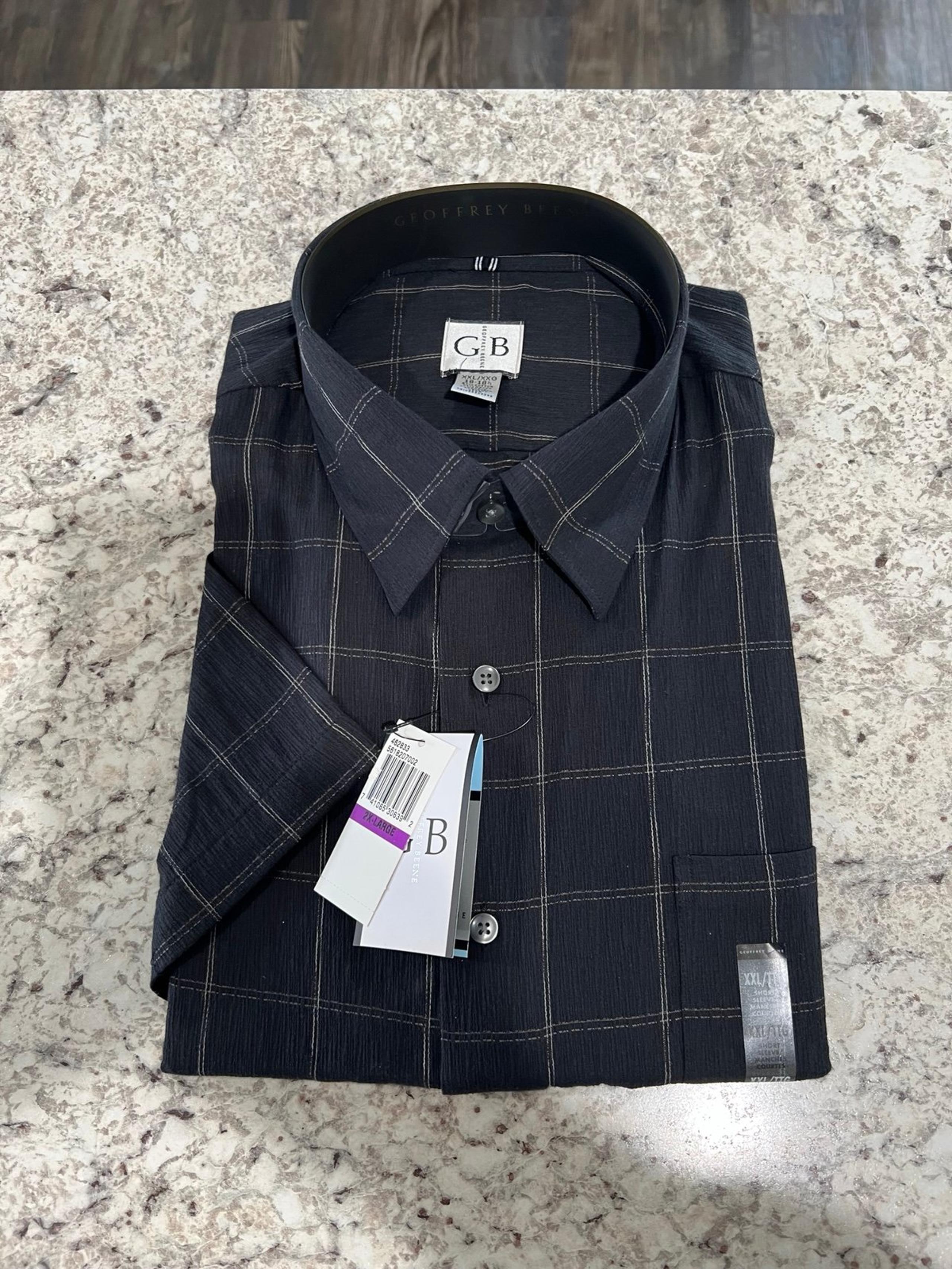 Geoffrey Beene short sleeve button up Black  plaid mens size XXLarge