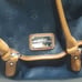 Tommy Hilfiger Tote Bag Purse Handbag Designer Logo Navy Blue Leather Trim