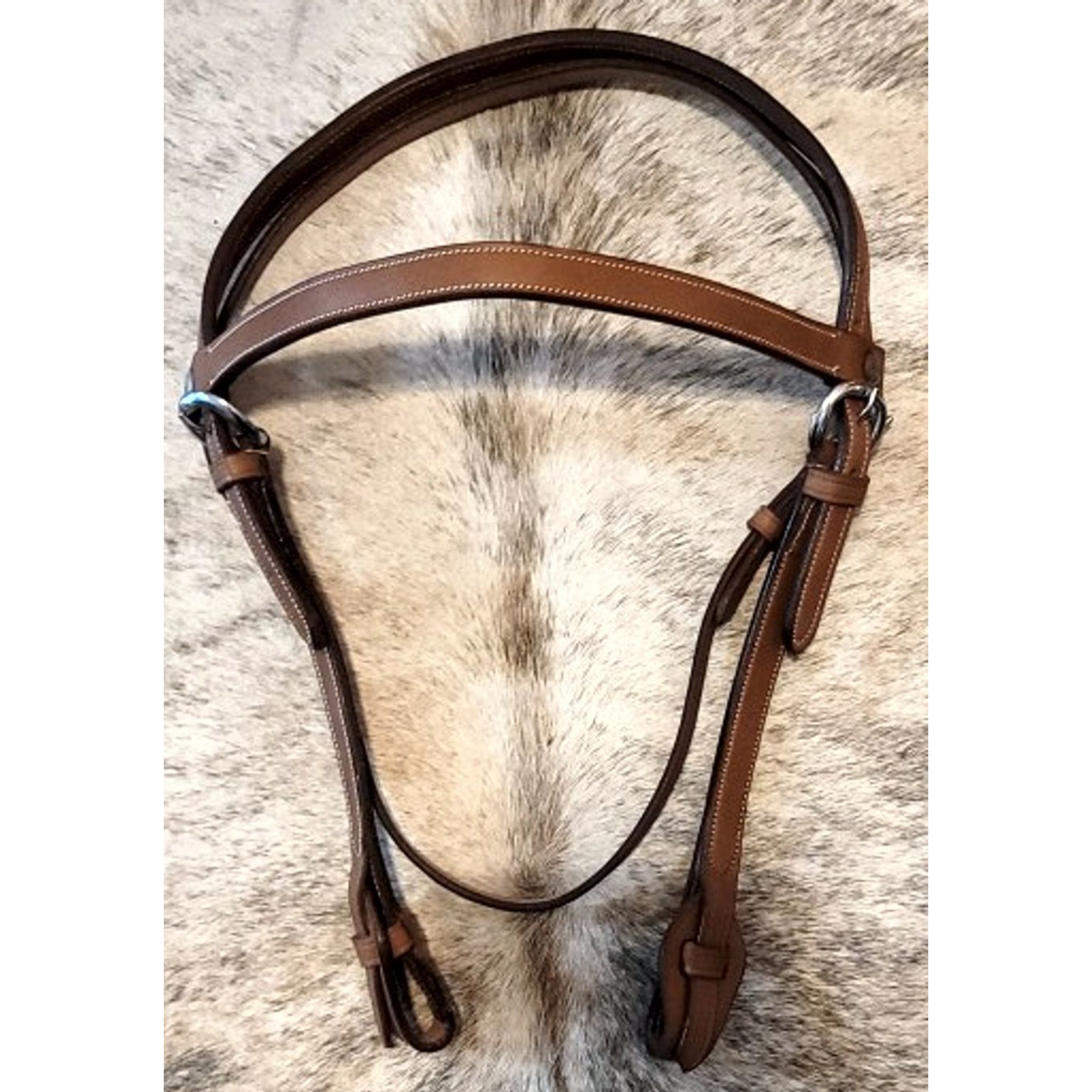 Action Company Browband Headstall Natural Gold Light Oil Horse Size NEW