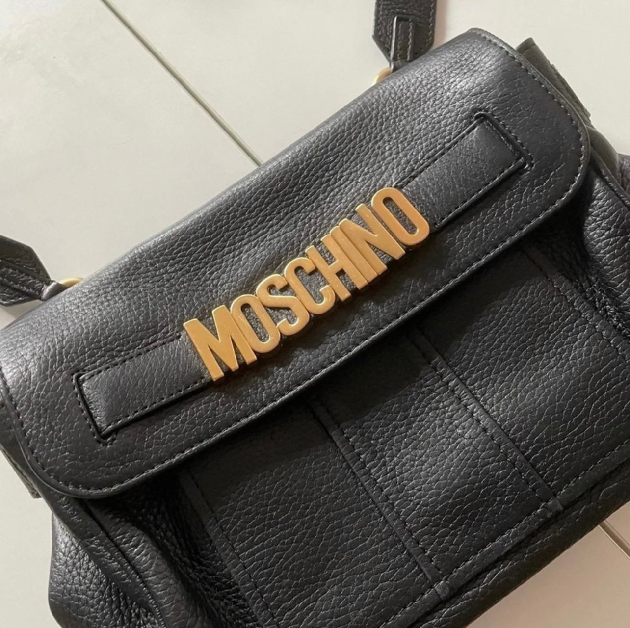 Authentic black leather Moschino purse