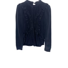 Isabel Marant black ruffle blouse 100% silk size 36 h